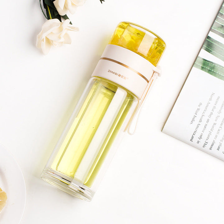 Lisslune | Double-Walled Glass Water Bottle with Tea Infuser - PureBrew