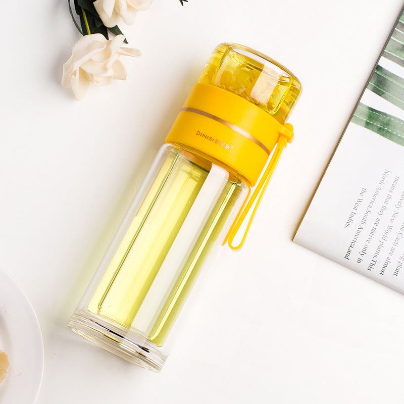 Lisslune | Double-Walled Glass Water Bottle with Tea Infuser - PureBrew