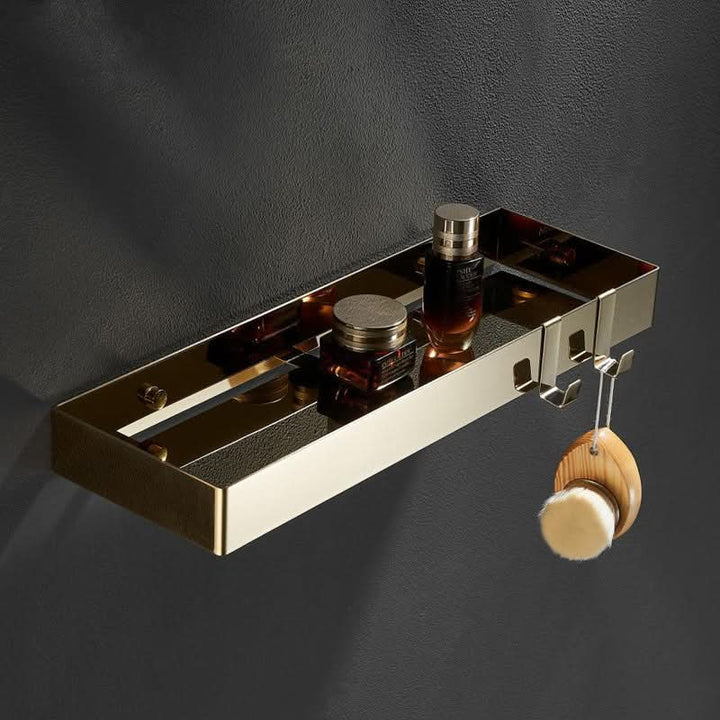 Lisslune | ShowerRack - Golden bathroom shelf with hooks