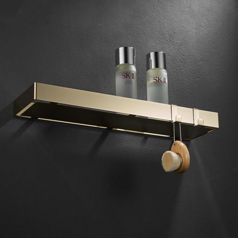 Lisslune | ShowerRack - Golden bathroom shelf with hooks