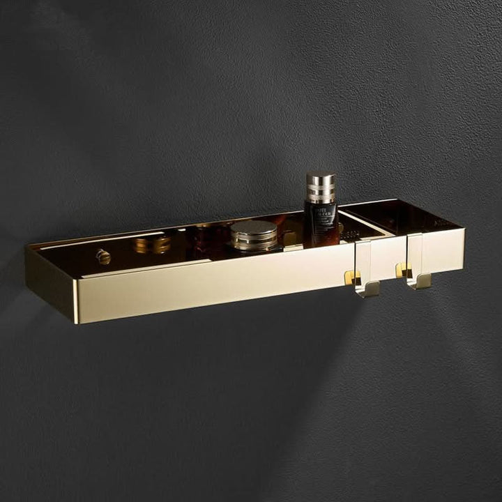Lisslune | ShowerRack - Golden bathroom shelf with hooks