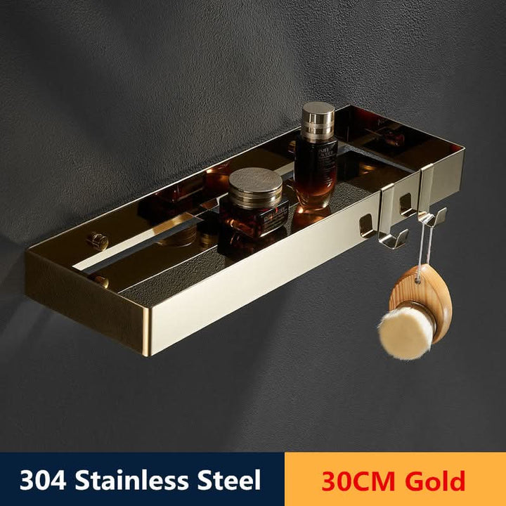 Lisslune | ShowerRack - Golden bathroom shelf with hooks
