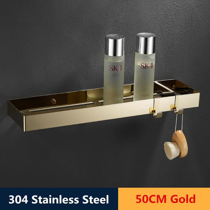 Lisslune | ShowerRack - Golden bathroom shelf with hooks