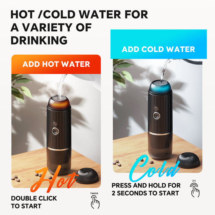 Lisslune | Self-Heating Portable Electric Espresso Maker with USB-C Charger – Compatible with Ground Coffee & Nespresso Capsules