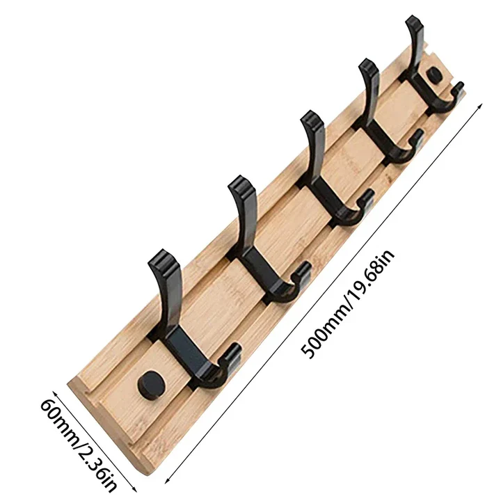 Lisslune | Wooden Wall-Mounted Coat Rack with Sliding Hooks