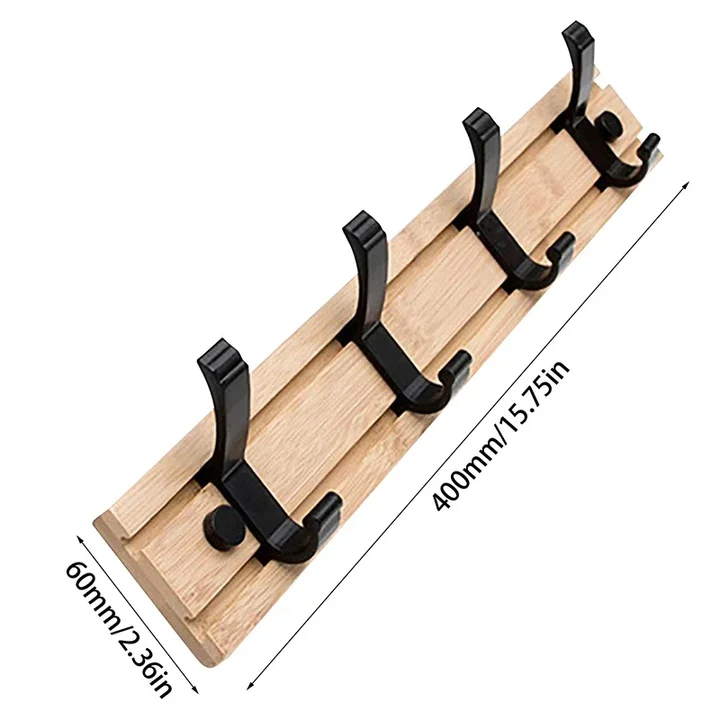 Lisslune | Wooden Wall-Mounted Coat Rack with Sliding Hooks
