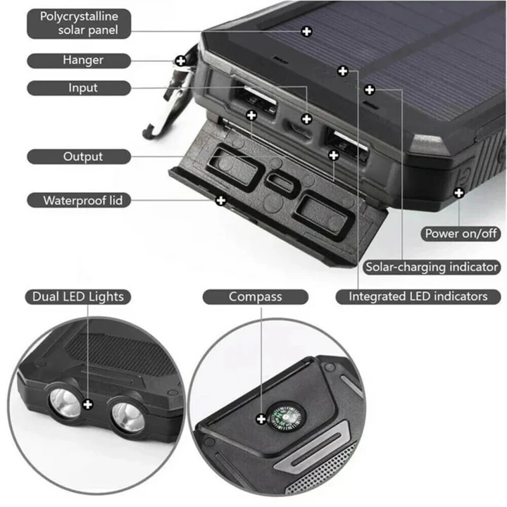 Lisslune | 30,000mAh Solar Charger Waterproof Power Bank External