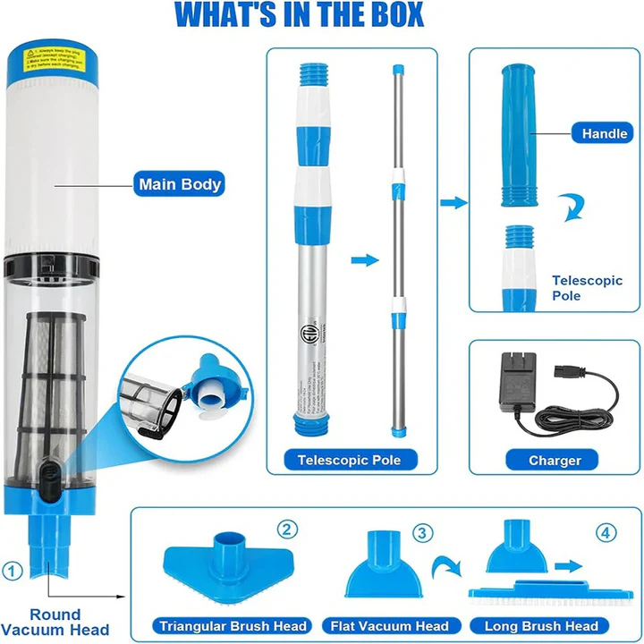 Lisslune | 3 in 1 Cordless Rechargeable Pool Vacuum Cleaner