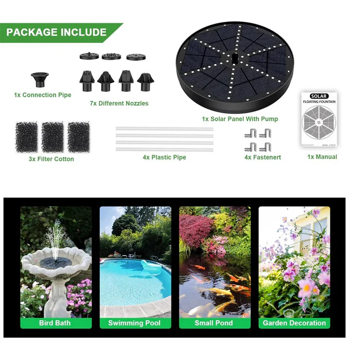 Lisslune | Solar Fountain with 60 LED Lights