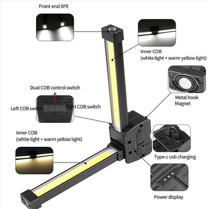 Lisslune | Rechargeable COB LED Work Light with Magnetic Base