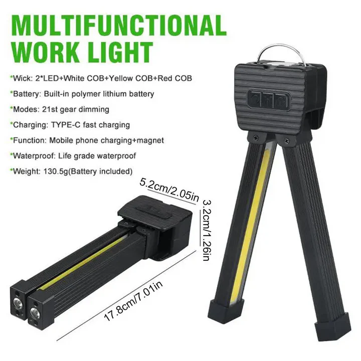 Lisslune | Rechargeable COB LED Work Light with Magnetic Base
