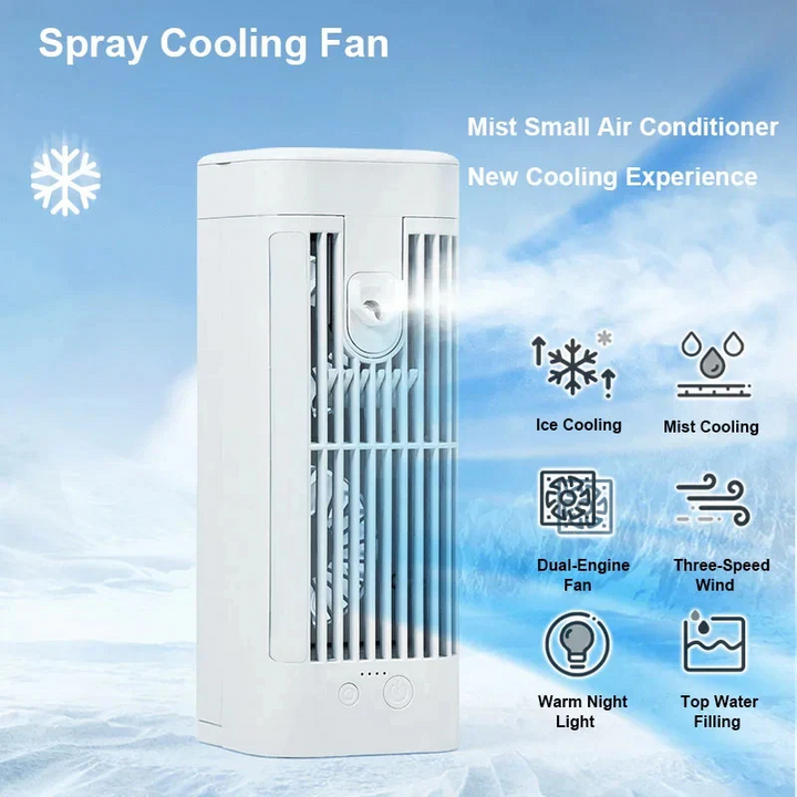 Lisslune | Mini Portable Air Conditioner Desk Fan with Spray Cooling