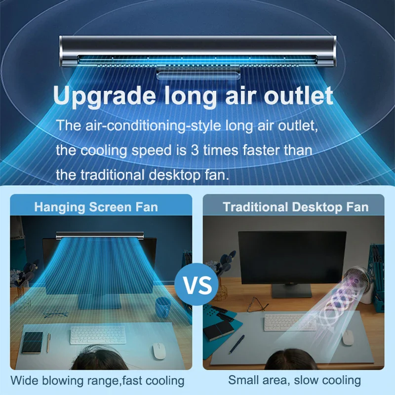 Lisslune | USB Bladeless Fan and Desktop Air Conditioner for Monitor Mount