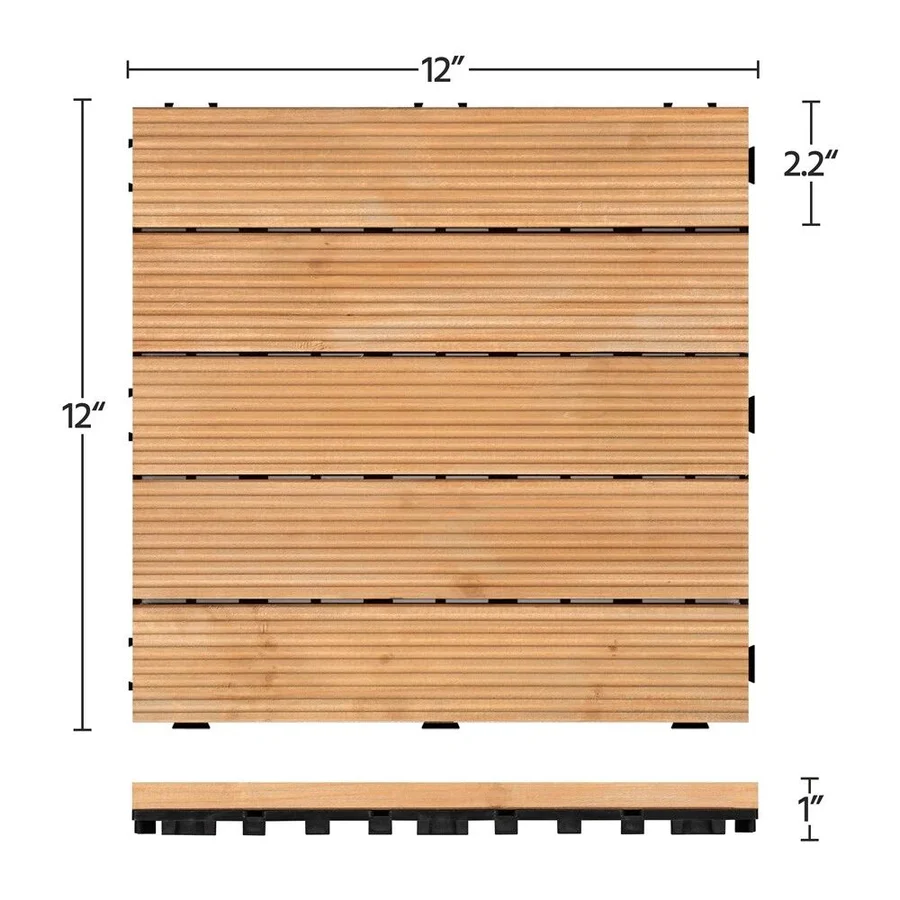 Lisslune | Interlocking Outdoor Patio Wood Flooring Deck Tiles 27Pcs