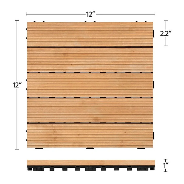 Lisslune | Interlocking Outdoor Patio Wood Flooring Deck Tiles 27Pcs