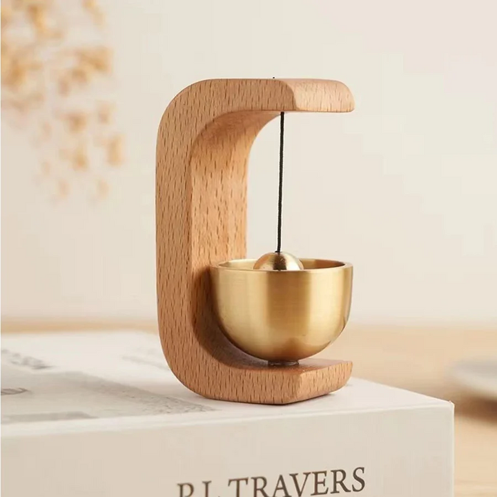 Lisslune | Wireless Door Chime with Brass Bell and Wooden Frame