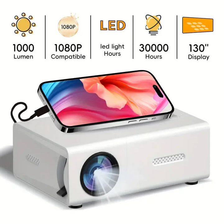 Lisslune | HD 720p  Fast Focus  Portable Projector