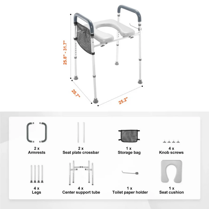 Lisslune | Sturdy Raised Toilet Seat Riser with Handles