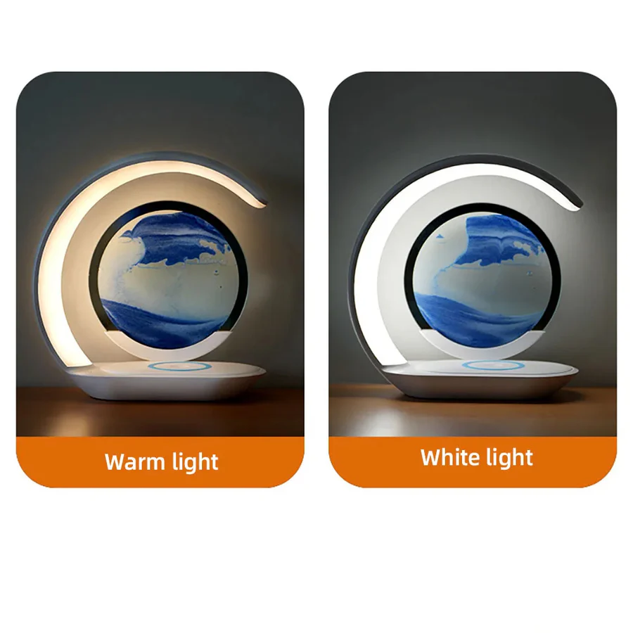 Lisslune | 3D Sand Art Table Lamp with Wireless Charger