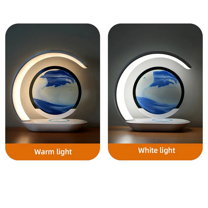 Lisslune | 3D Sand Art Table Lamp with Wireless Charger