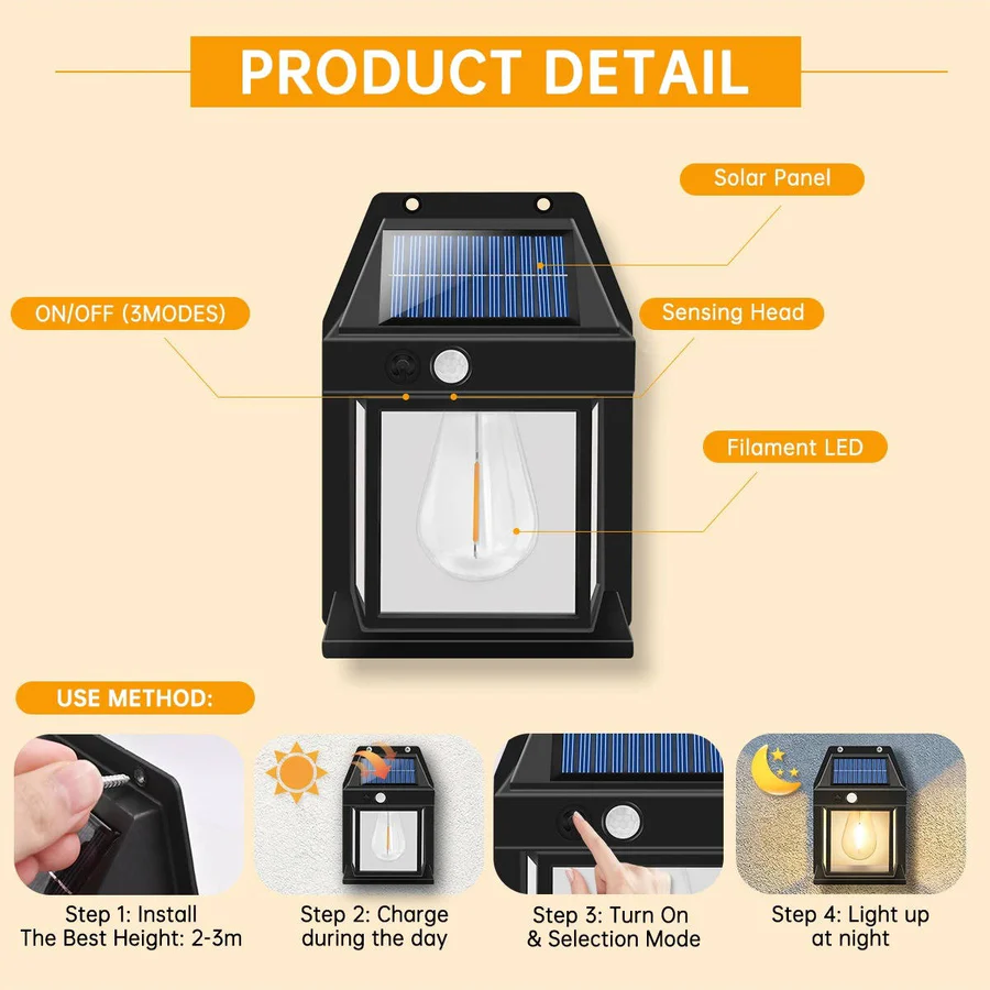 Lisslune | 2 Set Solar Wall Lamp Outdoor