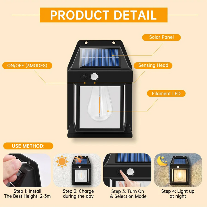 Lisslune | 2 Set Solar Wall Lamp Outdoor