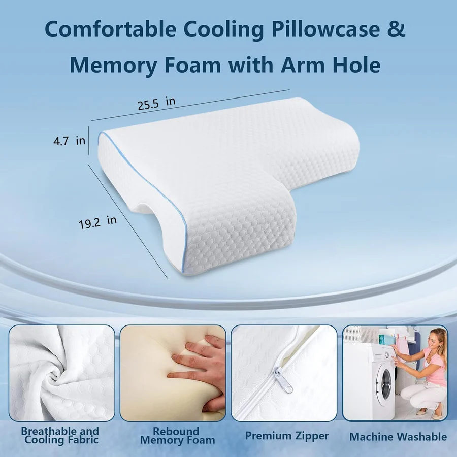 Lisslune | Orthopedic Couple Pillow with Arm Tunnel for Cuddling