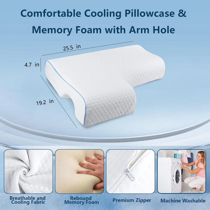 Lisslune | Orthopedic Couple Pillow with Arm Tunnel for Cuddling