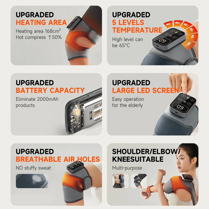Lisslune | Cordless Knee Massager with Heat Vibration for Pain Relief