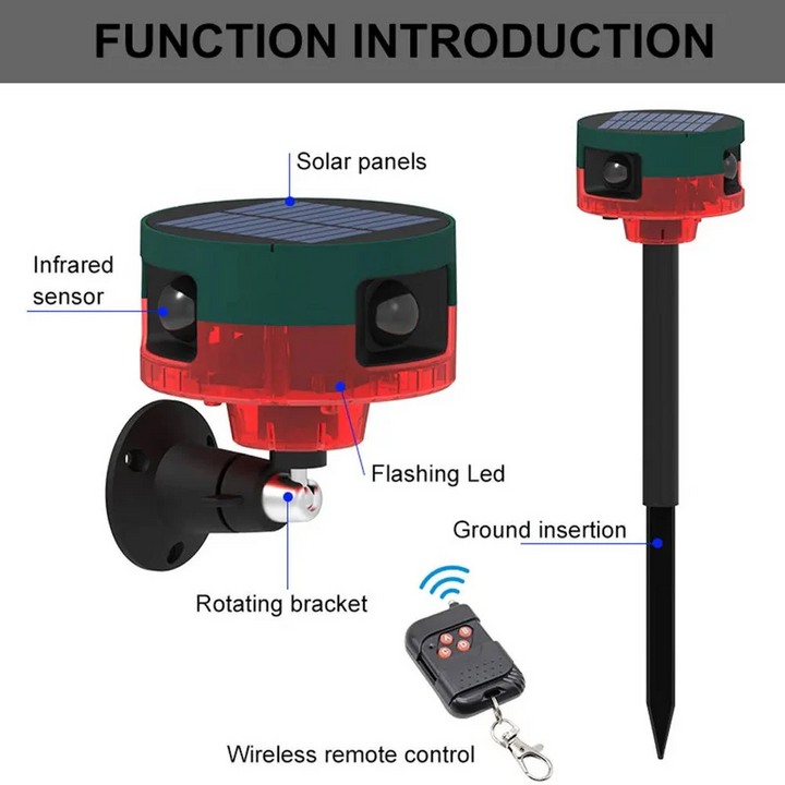 Lisslune | 360 Degree Solar Repeller for Pigeon, Bird, Wild Boar, Rabbit and Deer