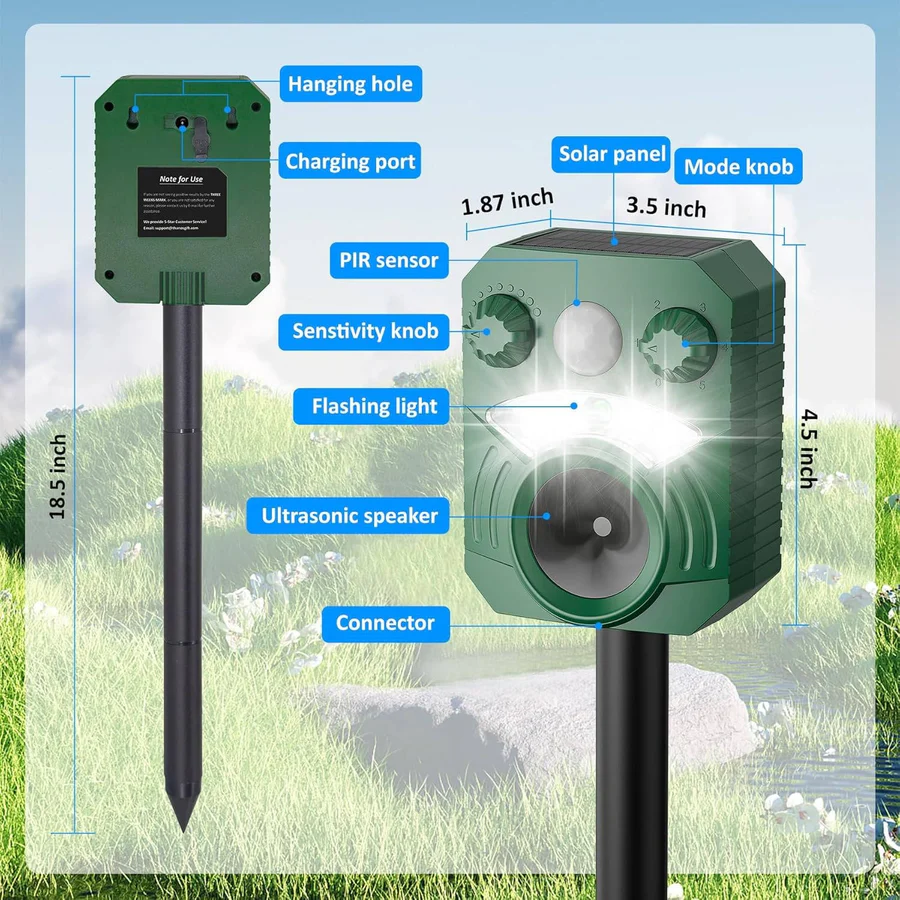 Lisslune | Advanced Ultrasonic Outdoor Cat and Dog Deterrent