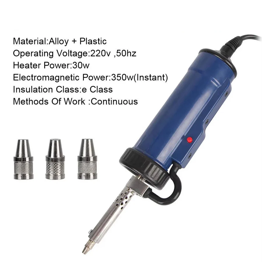 Lisslune | Desoldering Machine, Tin Sucker, Automatic Electric Solder with 3 Suction Nozzles