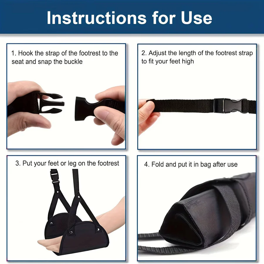 Lisslune | 2-Pack Foot Hammock, Portable Travel & Under-Desk Leg Rest with Adjustable Straps