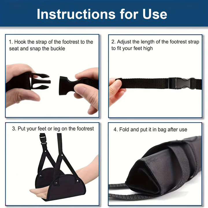 Lisslune | 2-Pack Foot Hammock, Portable Travel & Under-Desk Leg Rest with Adjustable Straps