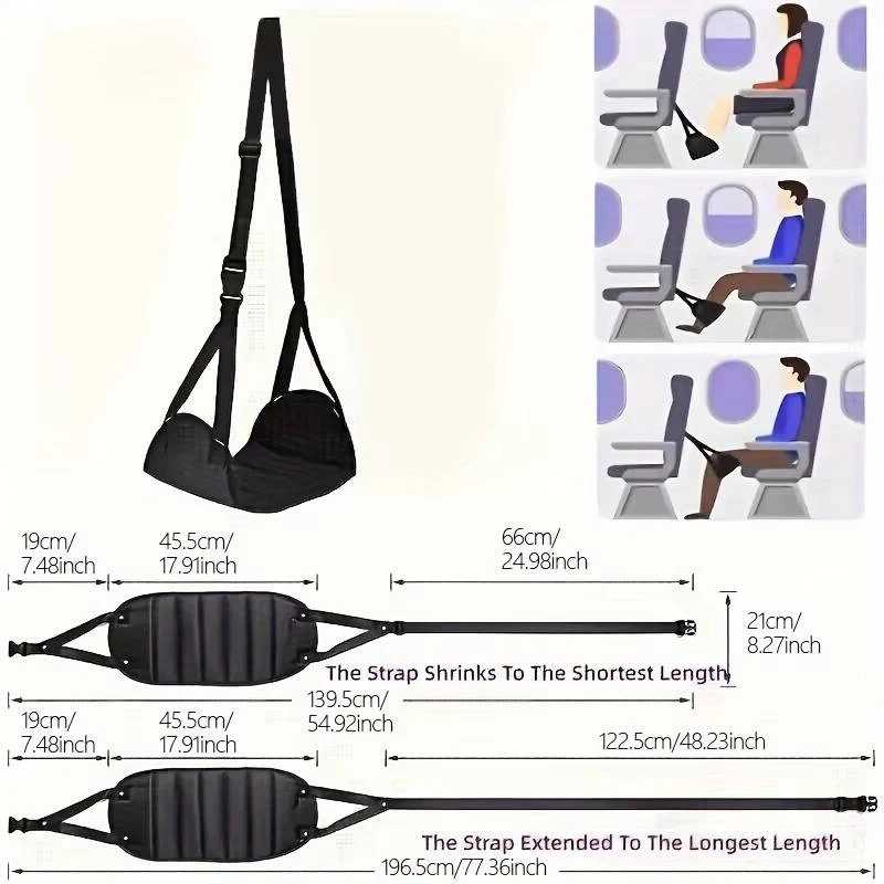 Lisslune | 2-Pack Foot Hammock, Portable Travel & Under-Desk Leg Rest with Adjustable Straps