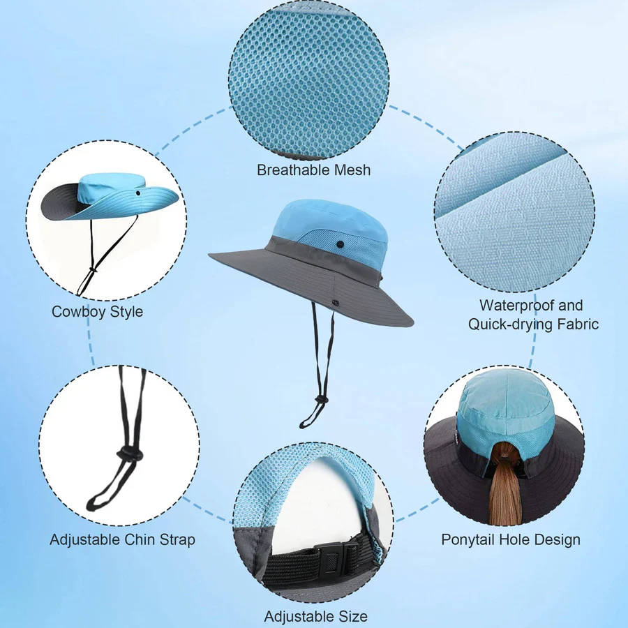Lisslune | Foldable Sun Hat, UV Protection Fisherman Style with Adjustable Strap
