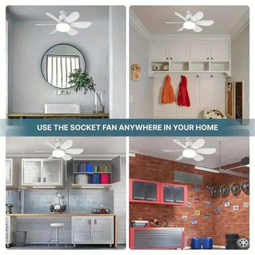 Lisslune | Ceiling Light Fan with LED, E27 Socket Mount with Remote Control