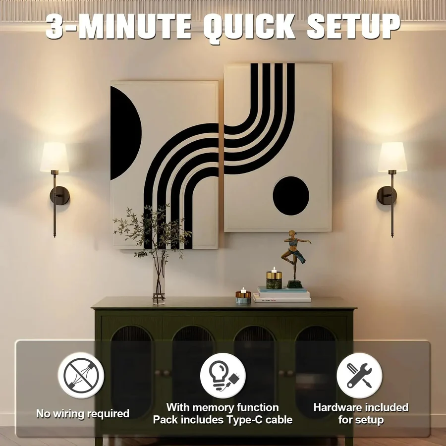 Lisslune | Wireless Wall Lights, Pack of 2