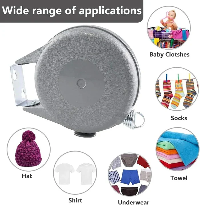 Lisslune | Retractable Washing Line with Swivel Wall Mount
