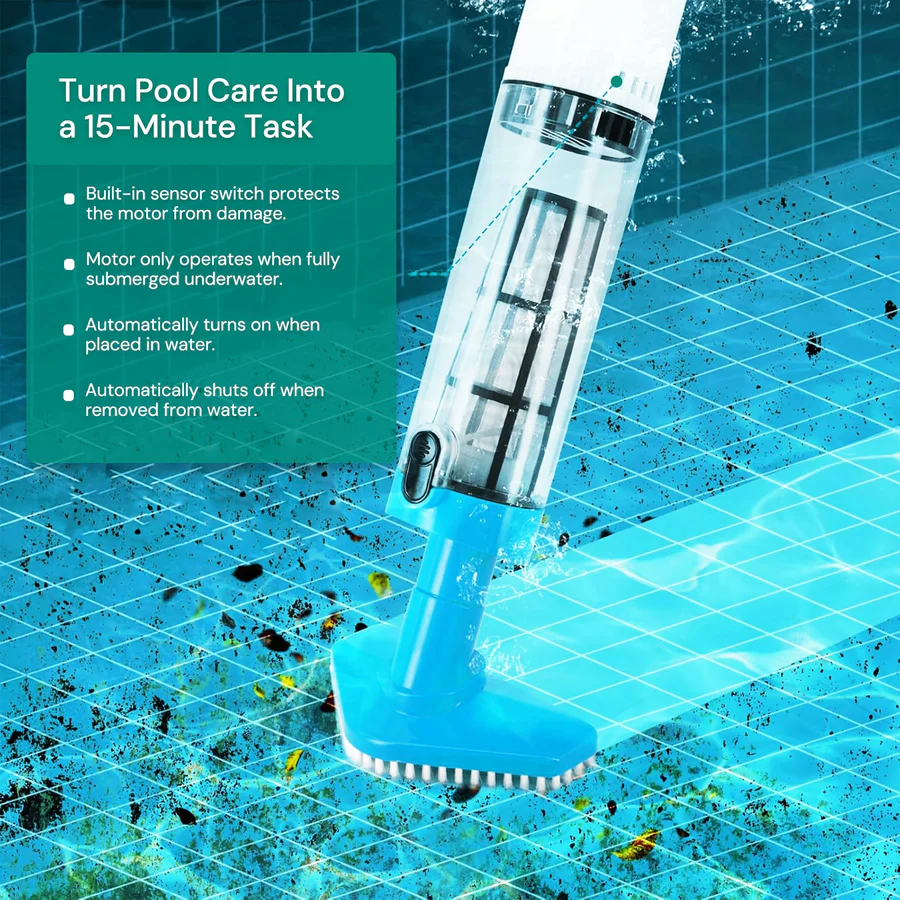 Lisslune | Cordless Pool Cleaner, Rechargeable with Interchangeable Heads