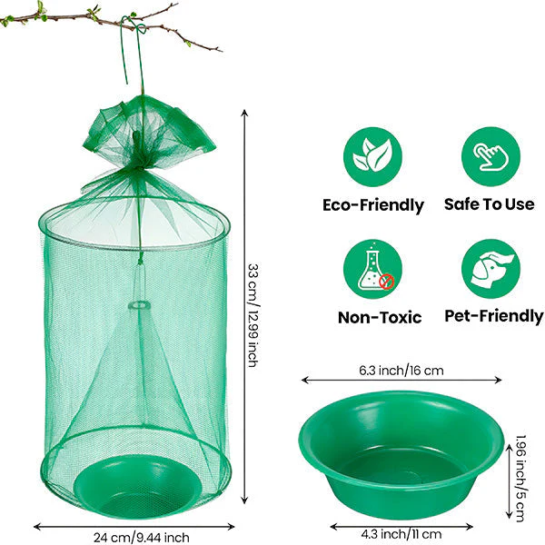 Lisslune | Reusable Fly Trap, Outdoor Hanging Fly Catcher, Chemical-Free and Washable