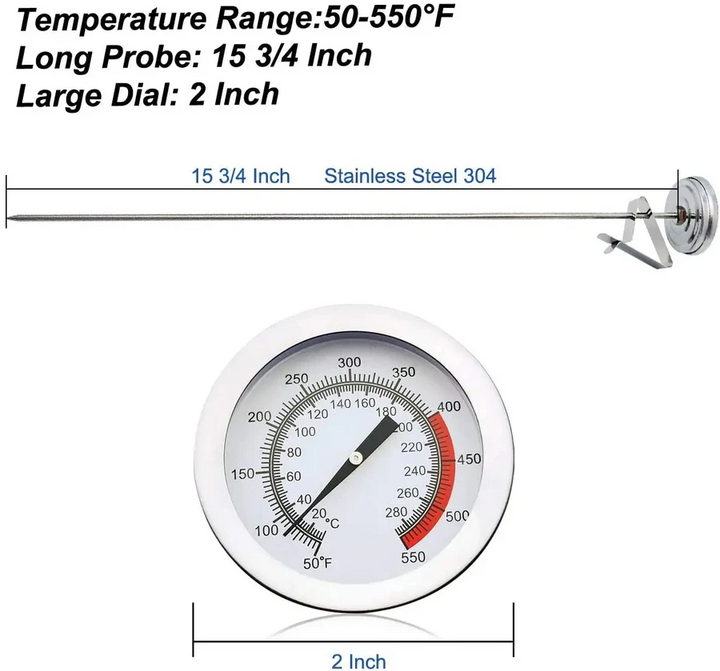 Lisslune | Stainless Steel Deep Fry Thermometer with Long Probe