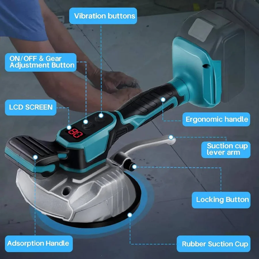 Lisslune | Tile Suction and Vibration Tool, 5.1" Cup, 20,000 RPM
