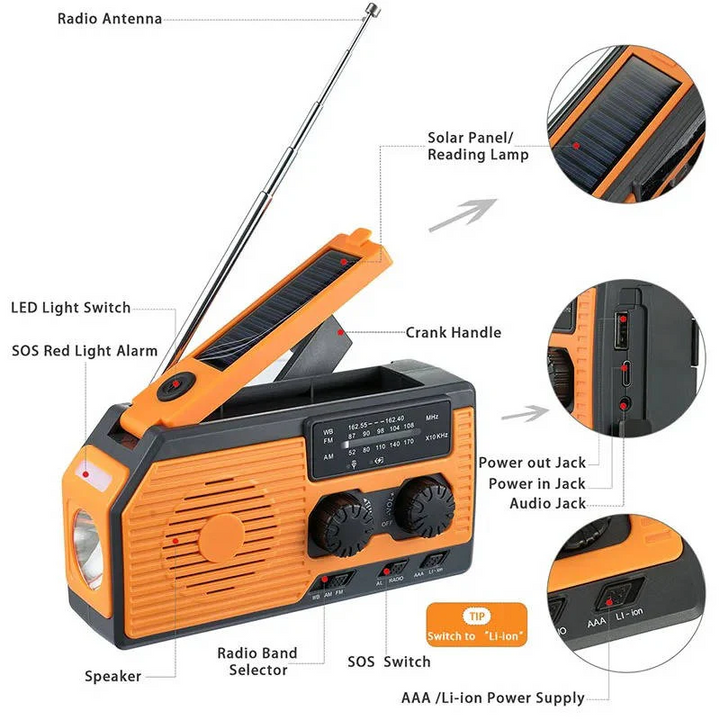 Lisslune | Solar Hand Crank Emergency Radio