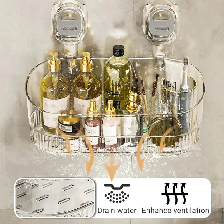 Lisslune | Multipurpose Suction Cup Bathroom Storage Rack with 11lbs Capacity