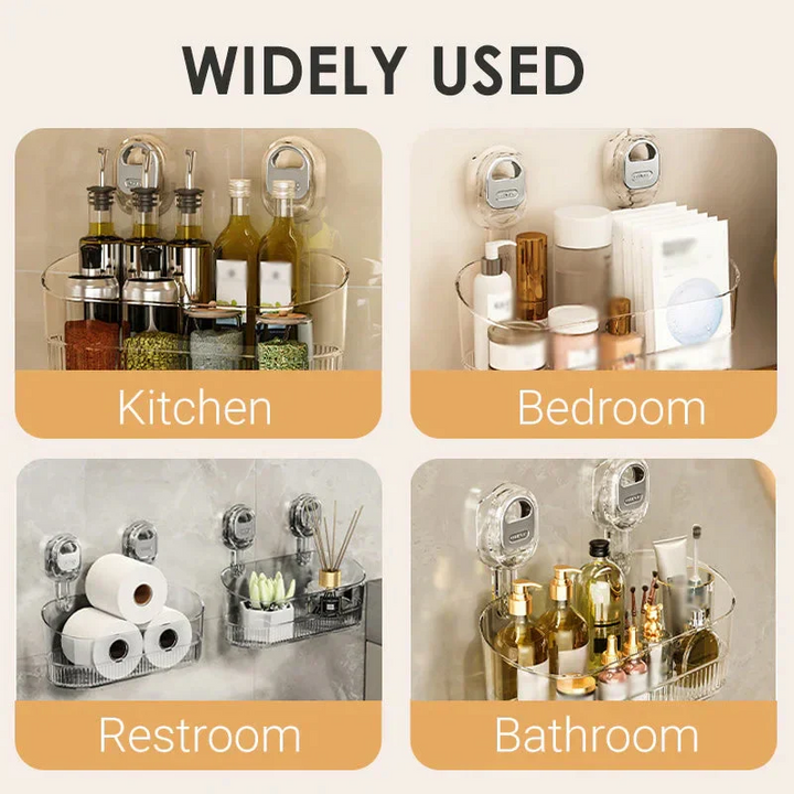 Lisslune | Multipurpose Suction Cup Bathroom Storage Rack with 11lbs Capacity