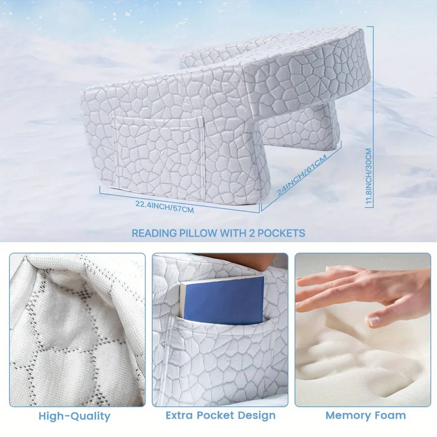 Lisslune | Reading Pillow for Bed, Memory Foam with Washable Cover