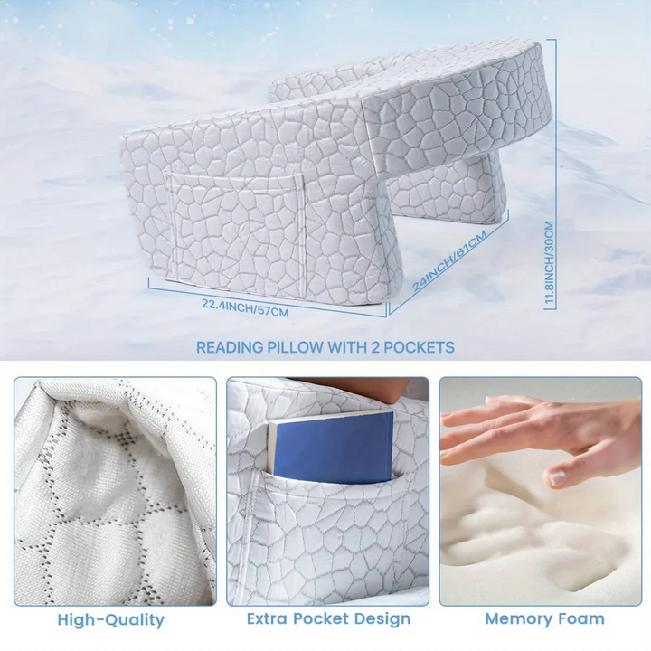 Lisslune | Reading Pillow for Bed, Memory Foam with Washable Cover
