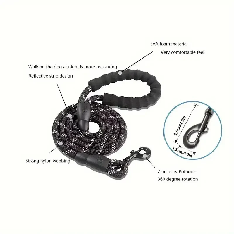 Lisslune | Reflective Dog Leash with Comfortable Padded Handle