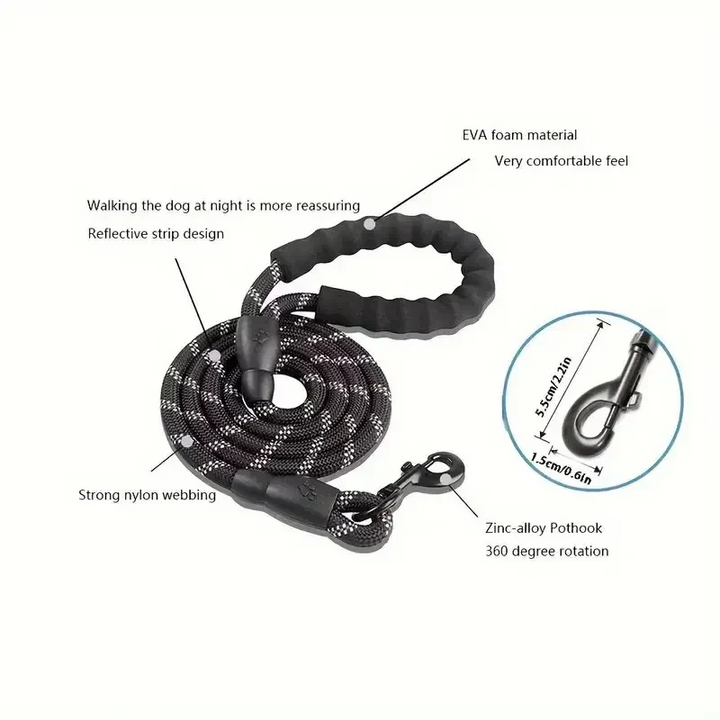 Lisslune | Reflective Dog Leash with Comfortable Padded Handle